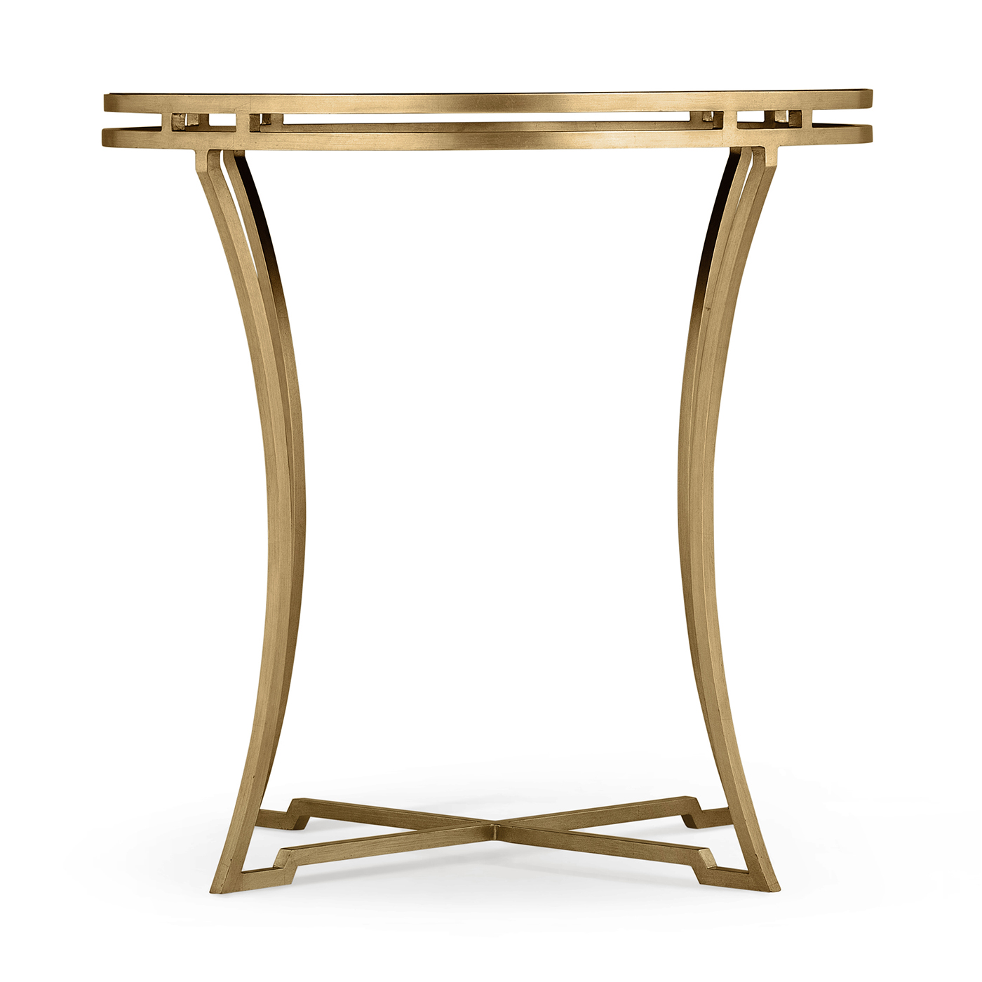 Gilded Iron Round Side Table with An Antique Glass Top