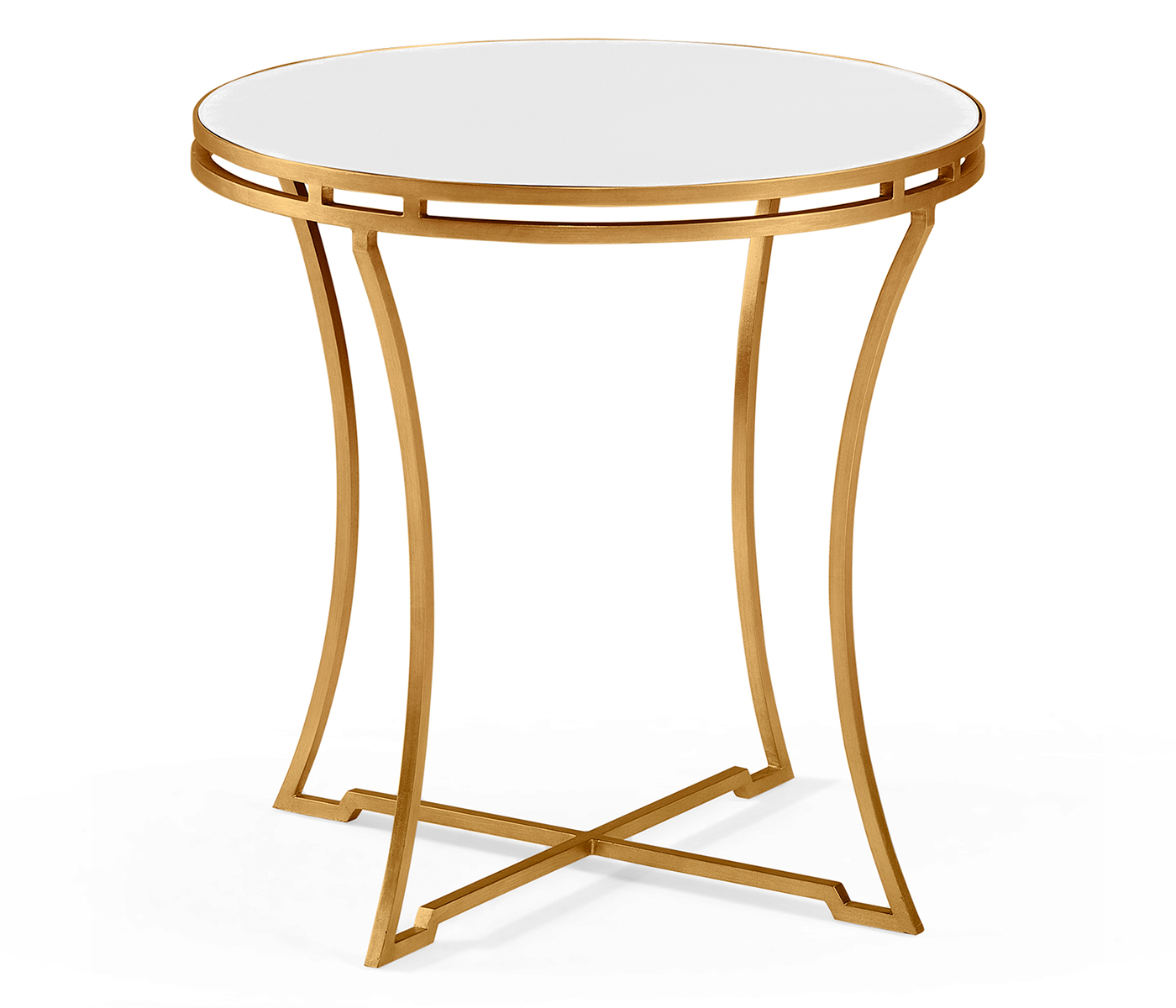 Gilded Iron Round Side Table with An Antique Glass Top