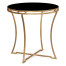 Gilded Iron Round Side Table with A Black Glass Top