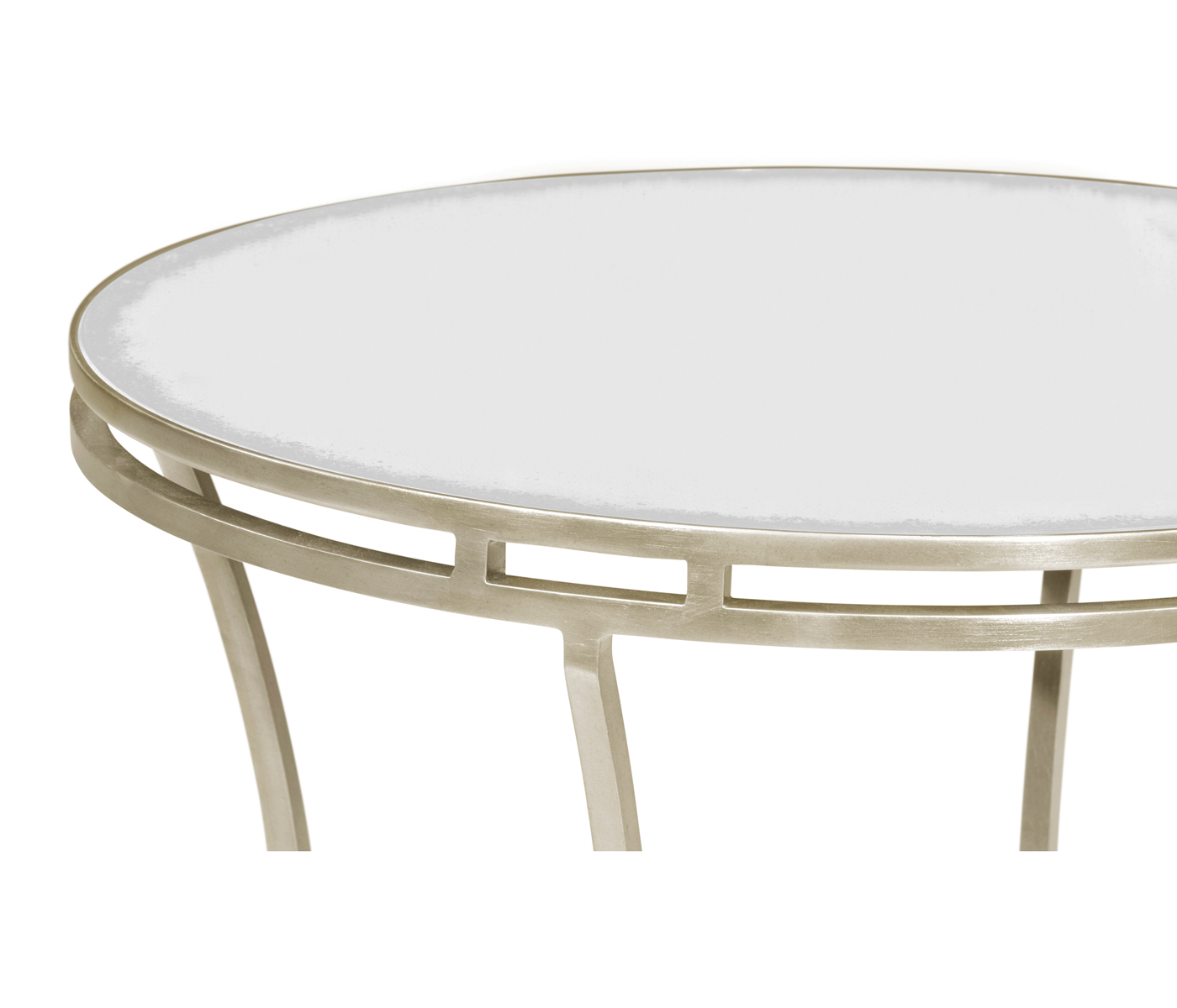 Silver Iron Round Side Table with An Antique Glass Top