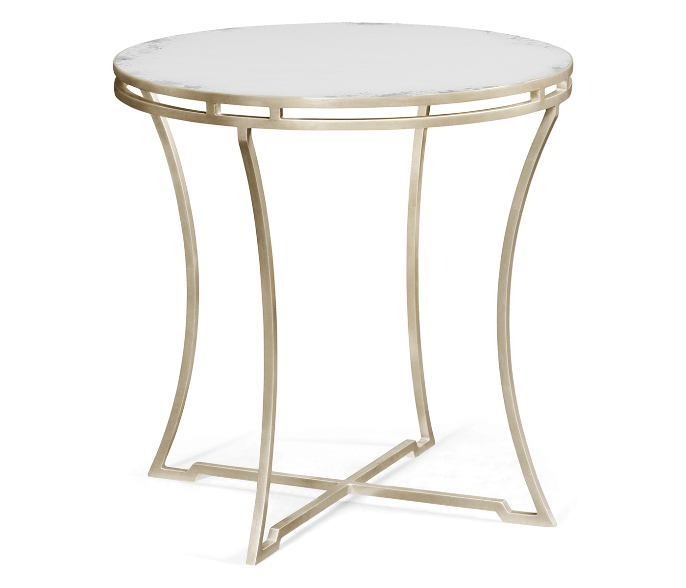 Silver Iron Round Side Table with An Antique Glass Top