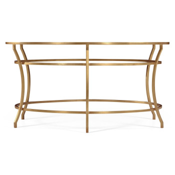 Gilded Iron Round Coffee Table with An Antique Glass Top