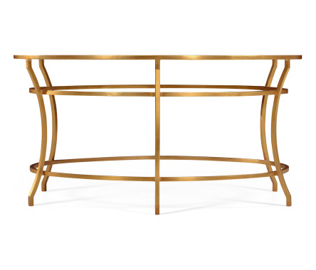 Gilded Iron Round Coffee Table with An Antique Glass Top