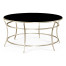 Silver Round Iron Coffee Table with Black Glass Top