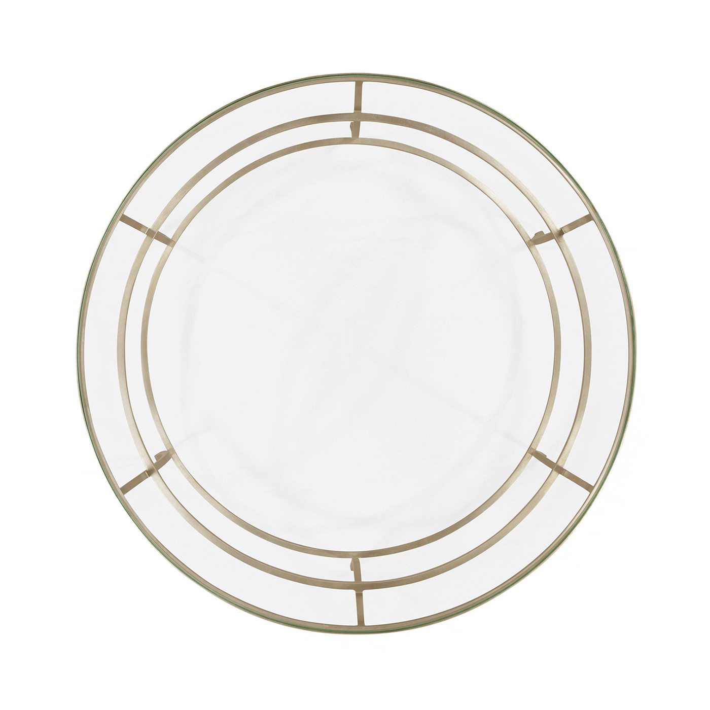 Silver Round Iron Coffee Table with A Clear Glass Top