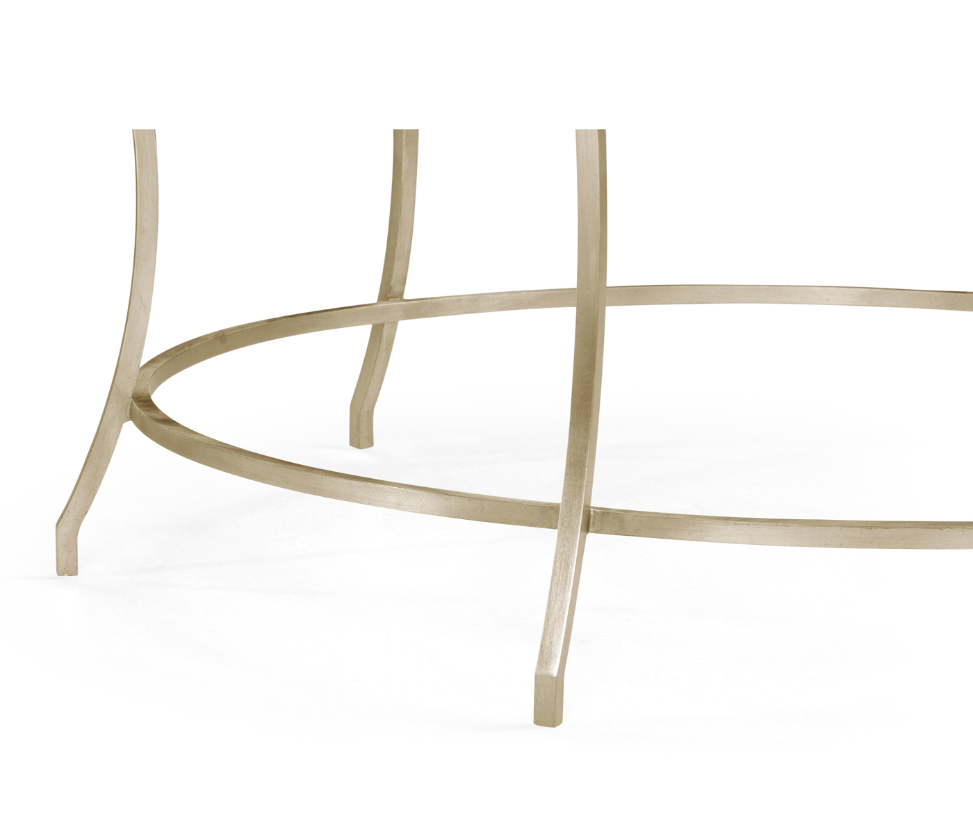 Silver Round Iron Coffee Table with A Clear Glass Top