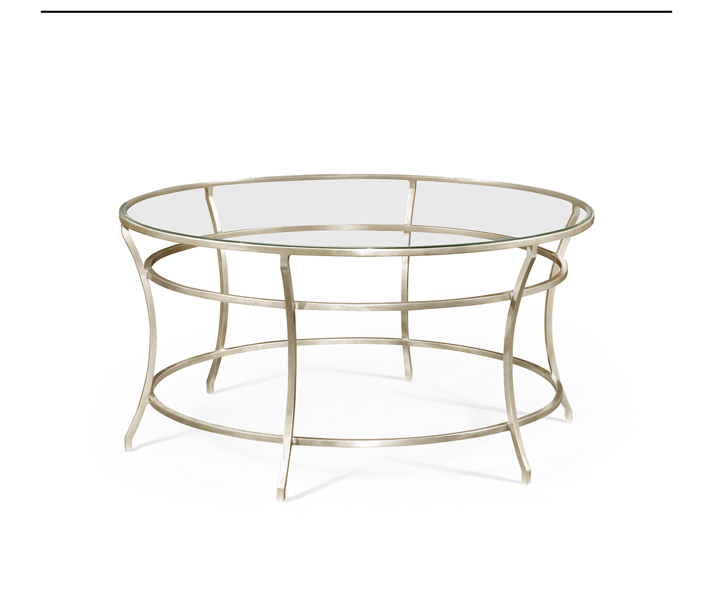 Silver Round Iron Coffee Table with A Clear Glass Top