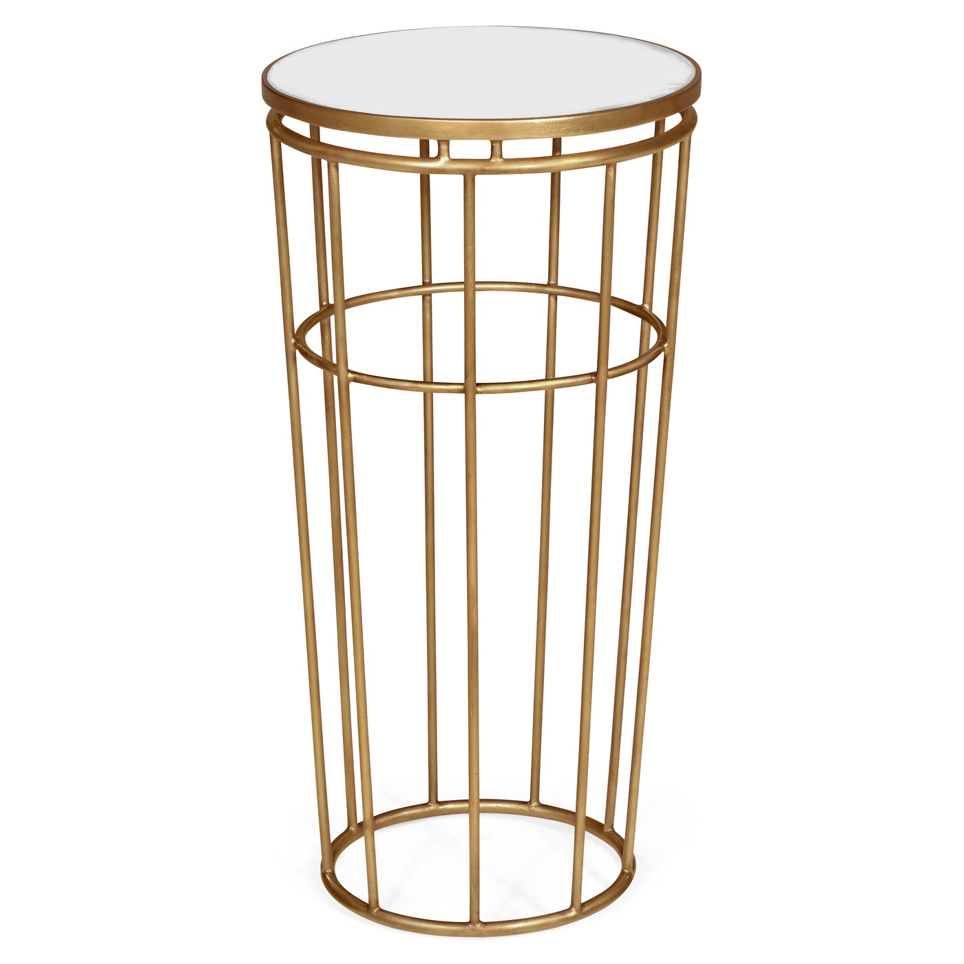 Gilded Iron Round End Table with An Antique Glass Top