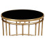 Gilded Iron Round End Table with Black Glass Top