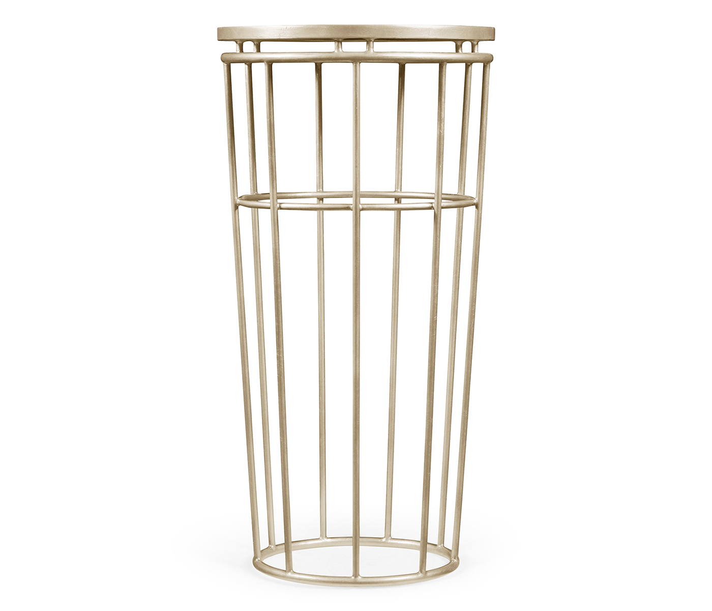 Silver Iron Round End Table with A Black Glass Top