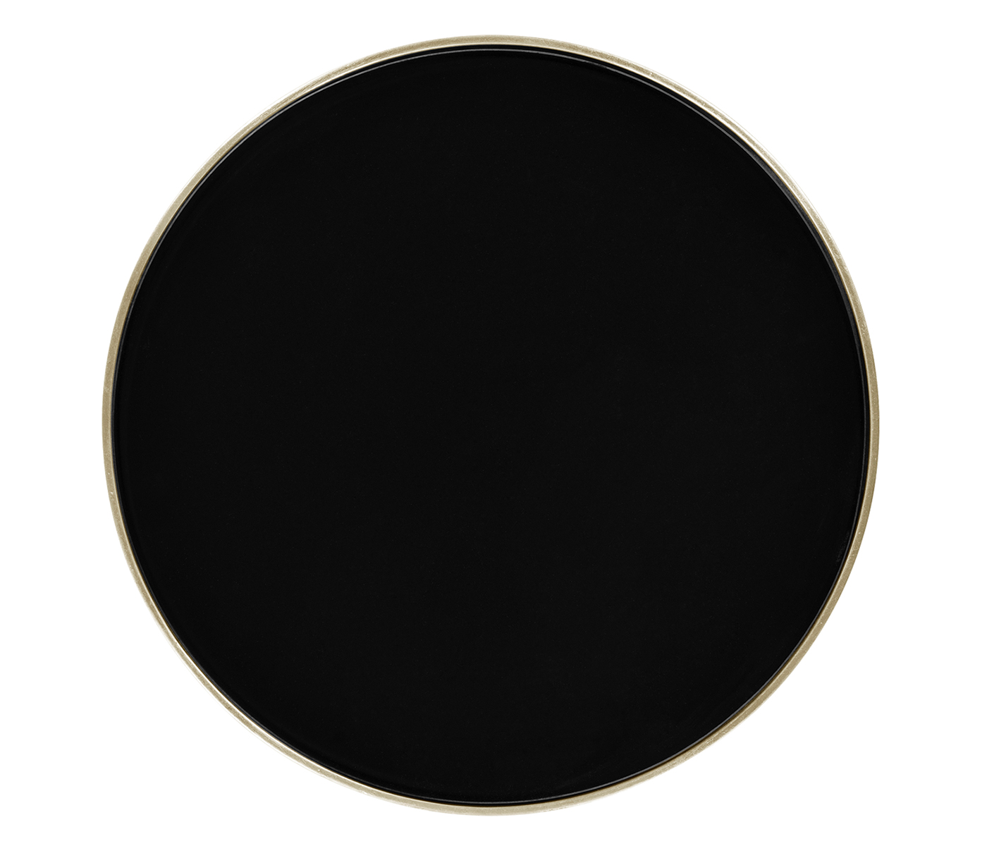 Silver Iron Round End Table with A Black Glass Top