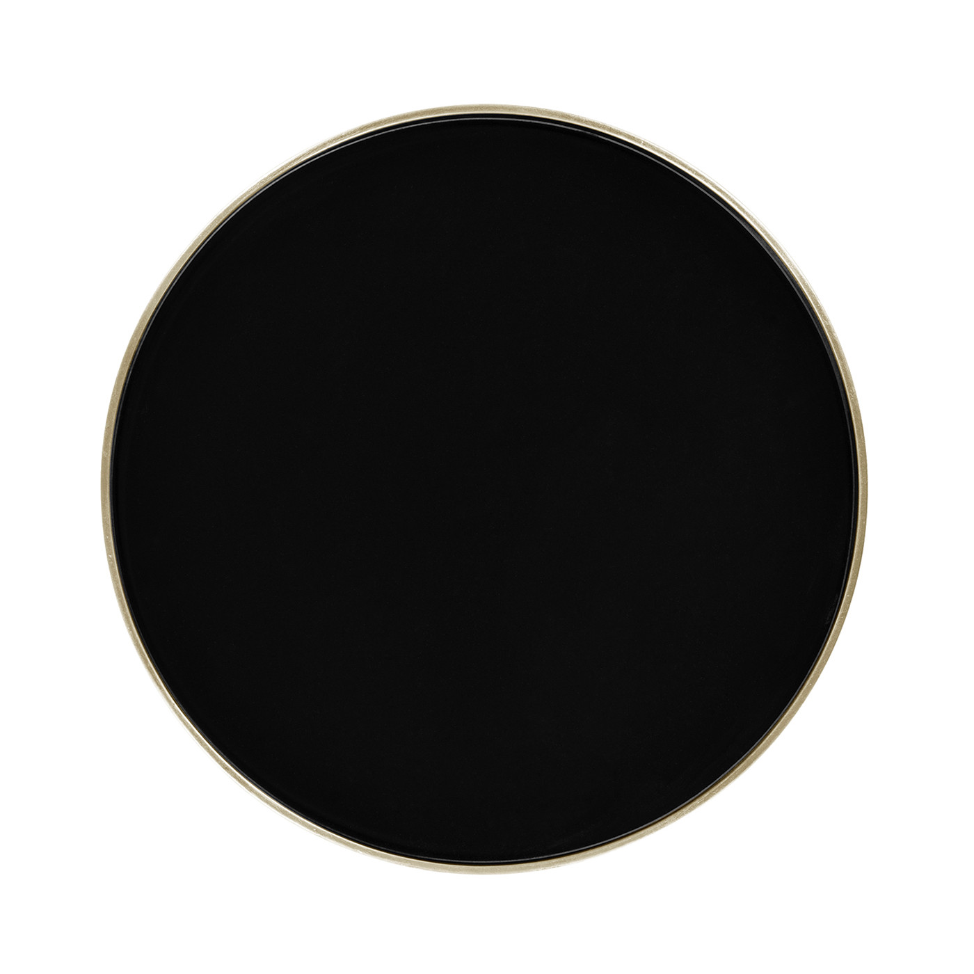 Silver Iron Round End Table with A Black Glass Top