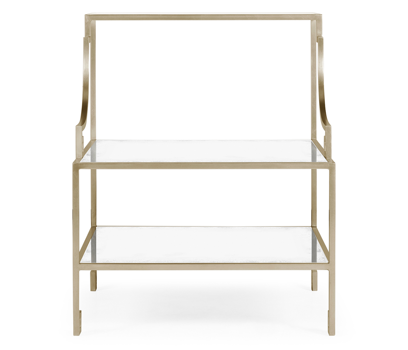 Three-tier silver iron end table