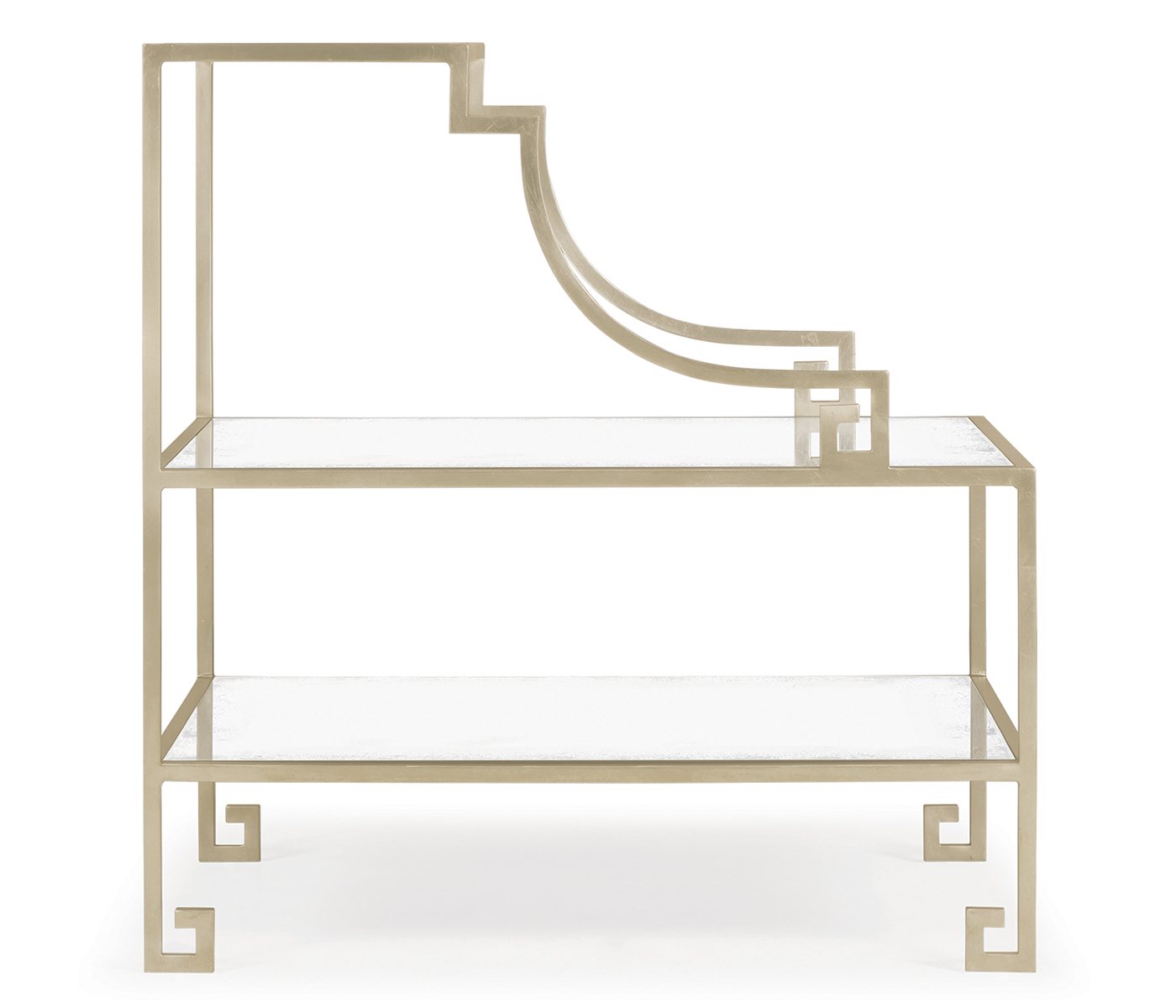 Three-tier silver iron end table