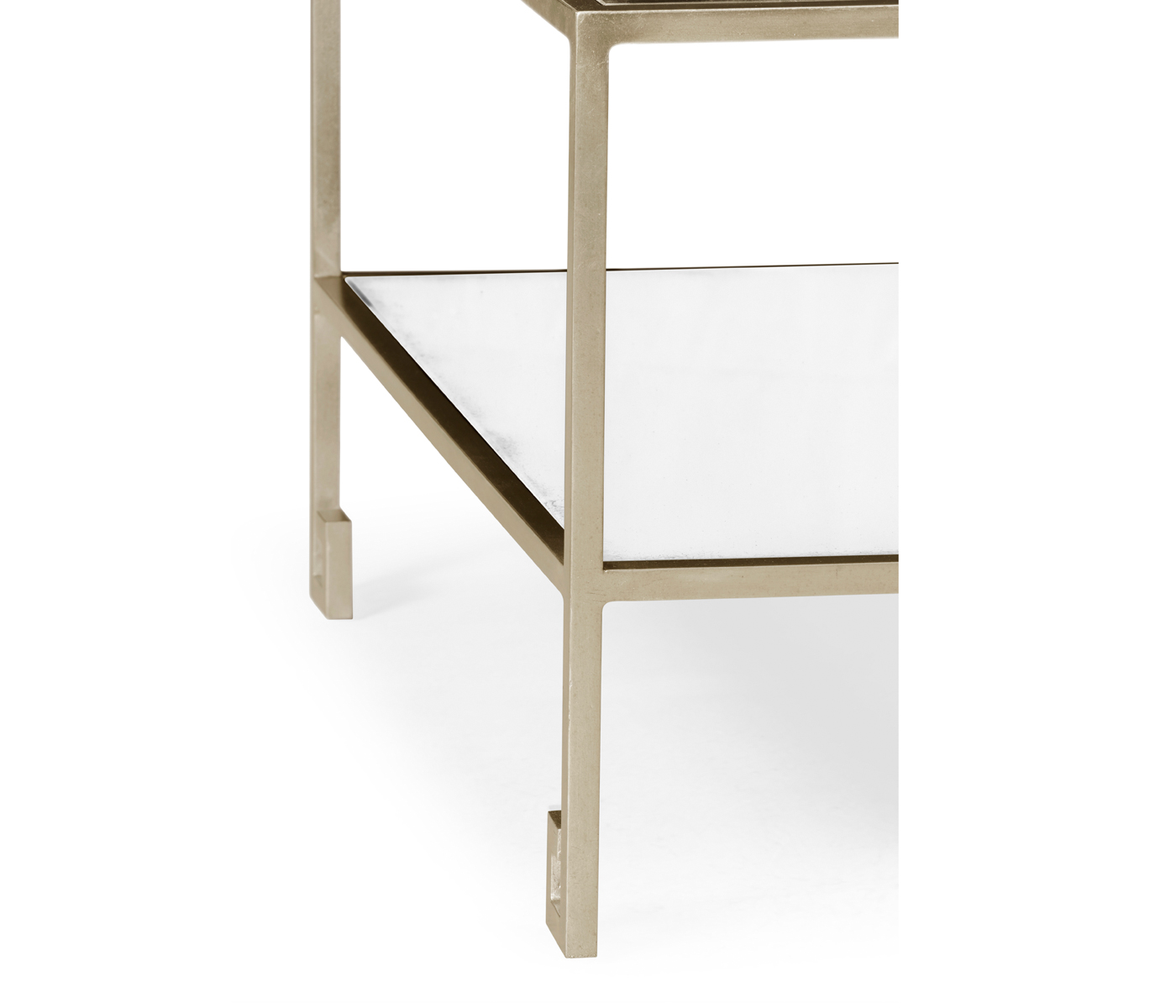 Three-tier silver iron end table