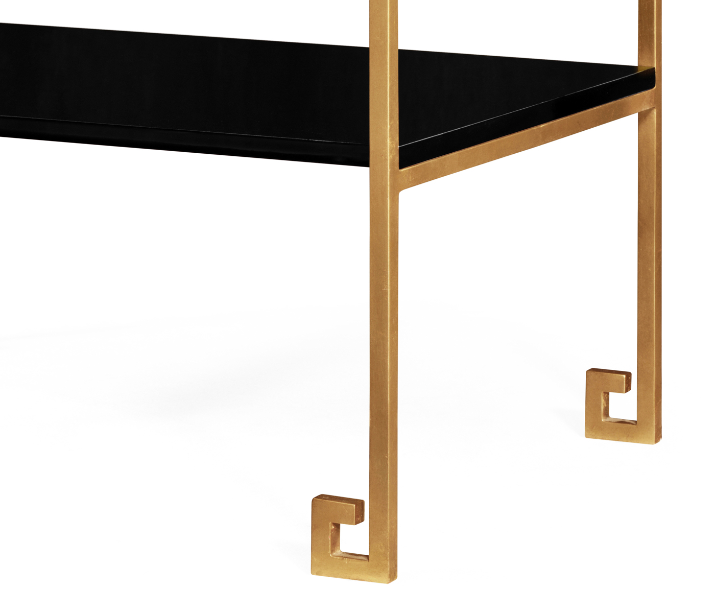 Gilded Iron End Table with Smoky Black Drawer