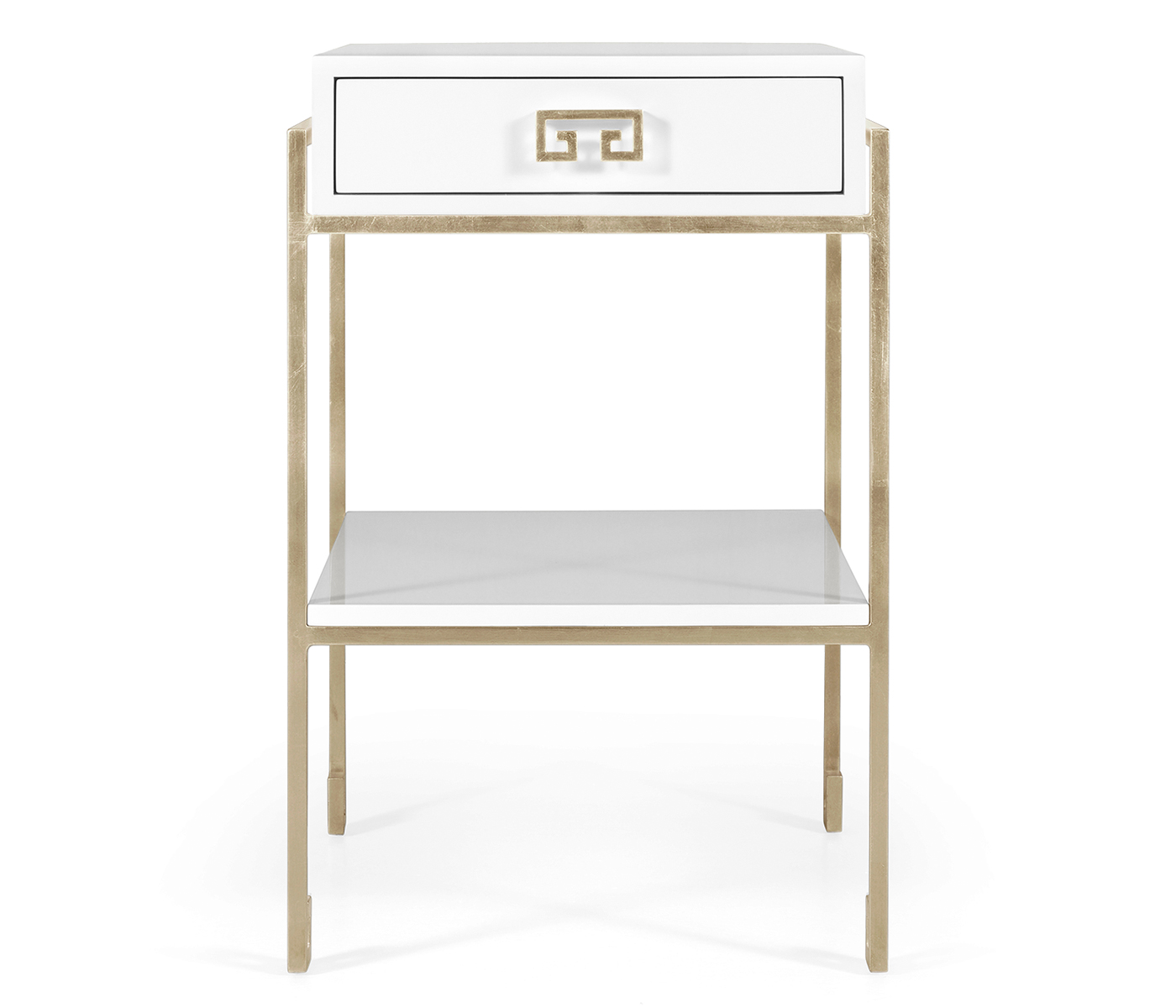 Silver Iron End Table with Biancaneve Drawer