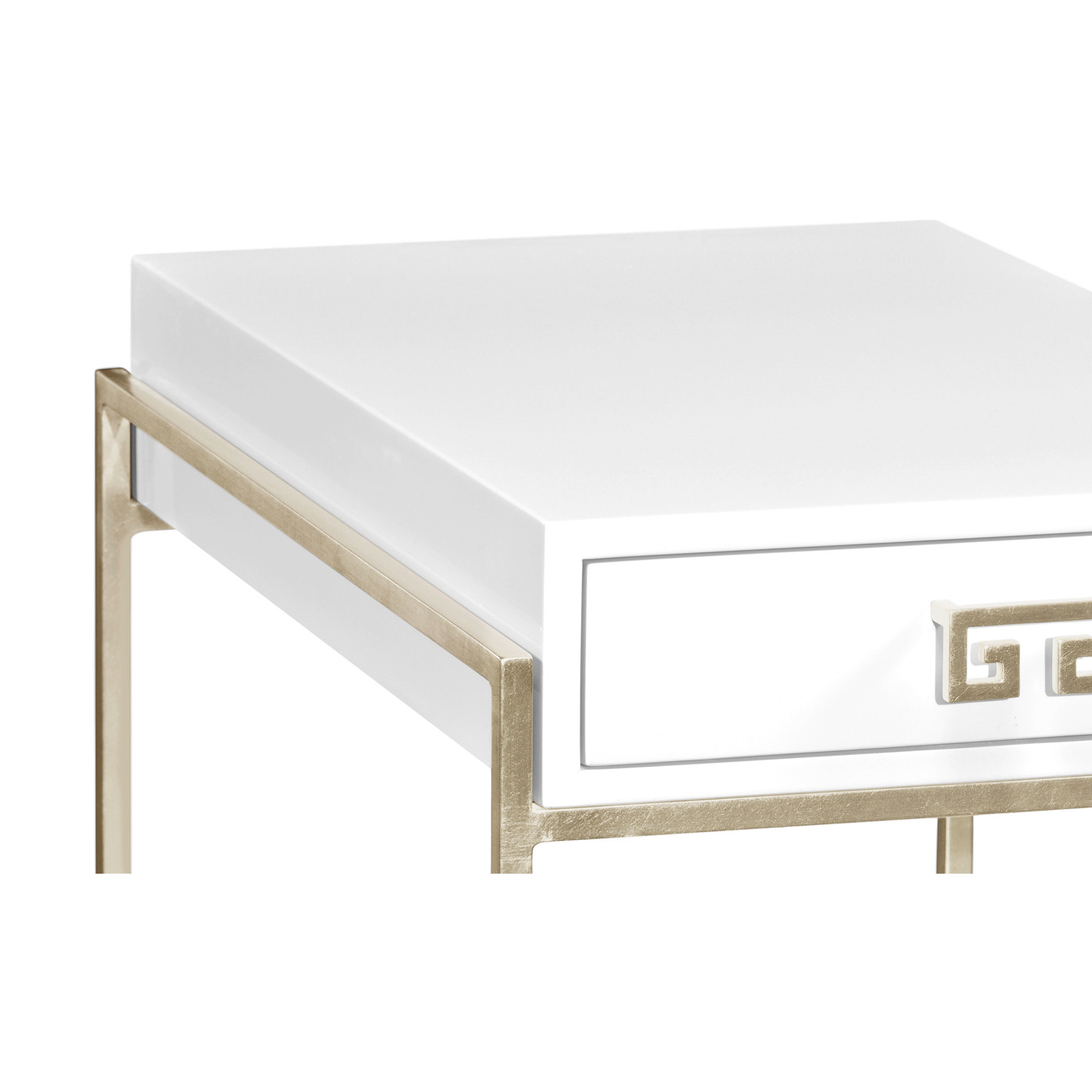 Silver Iron End Table with Biancaneve Drawer