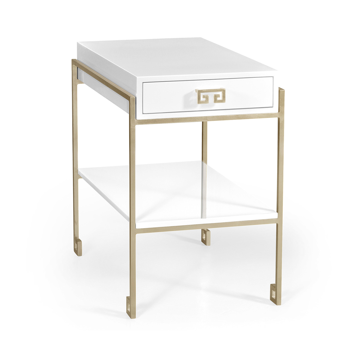 Silver Iron End Table with Biancaneve Drawer