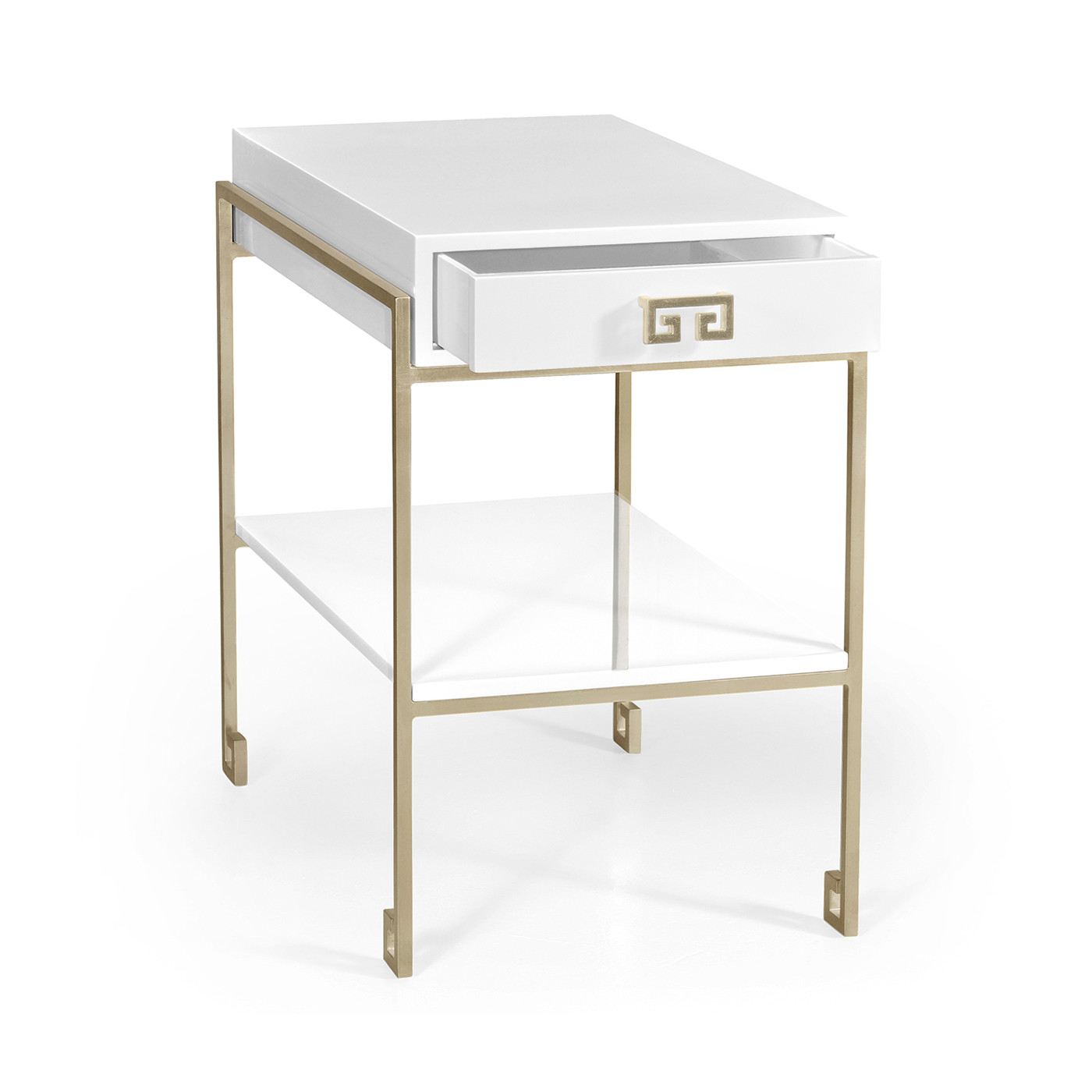 Silver Iron End Table with Biancaneve Drawer