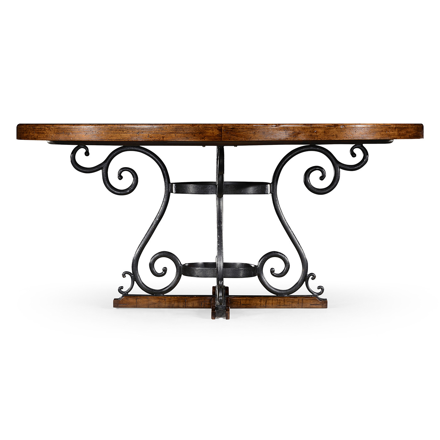 Country Walnut and Wrought Iron Dining Table 66