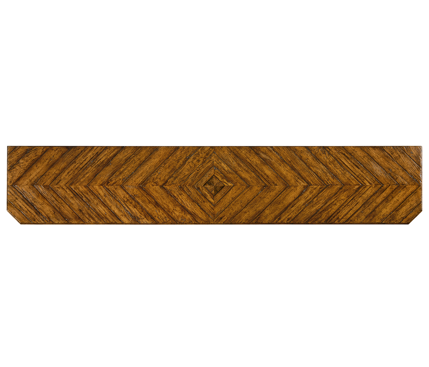 Country walnut console with strap handles