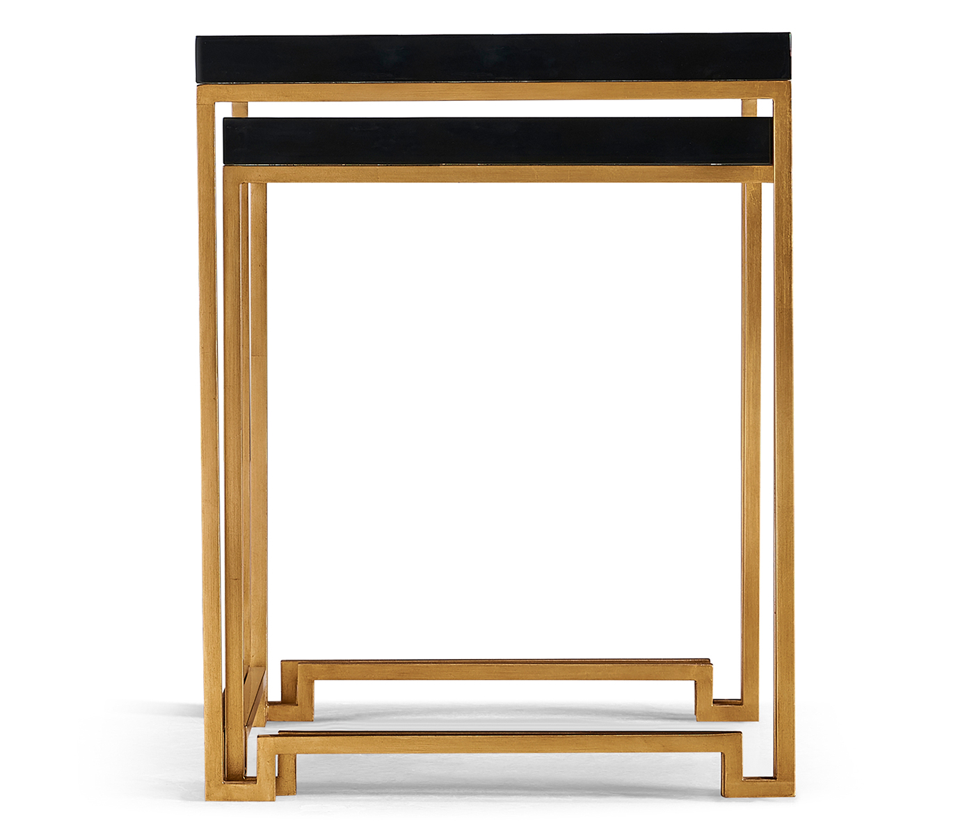 Gilded Iron Nesting Table with Smoky Black and Biancaneve Top
