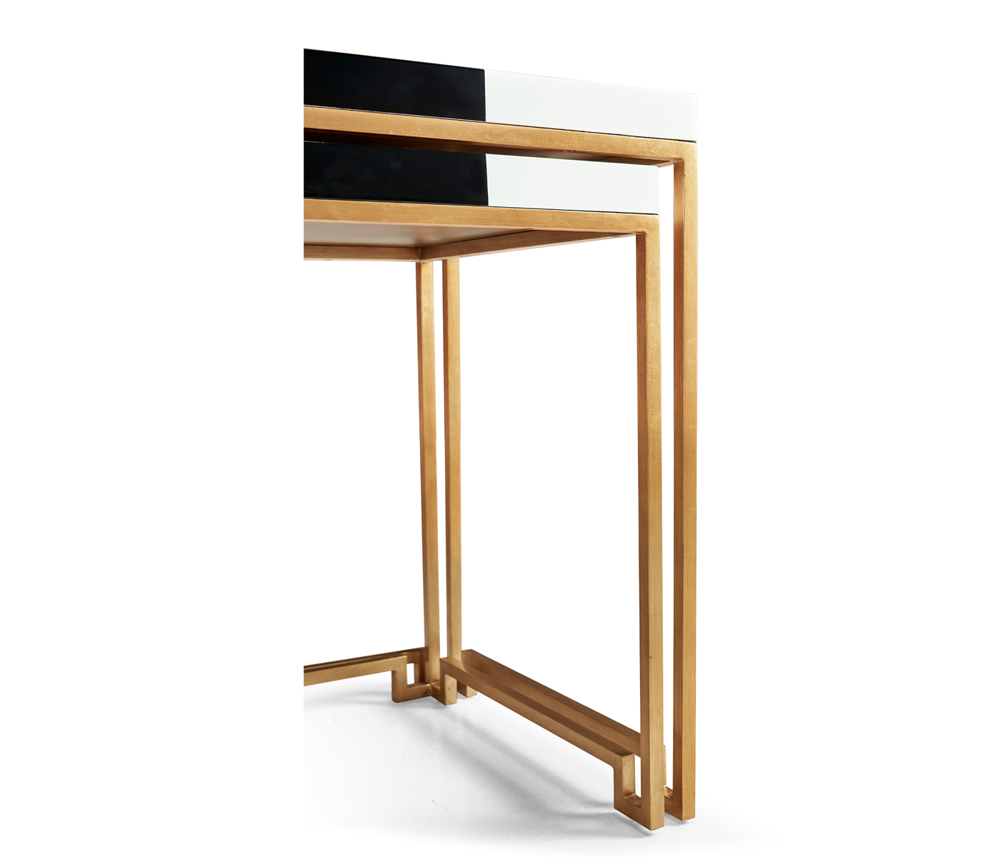 Gilded Iron Nesting Table with Smoky Black and Biancaneve Top