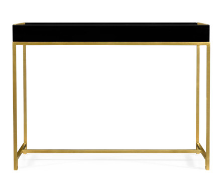 Gilded Iron Tray Table in Smoky Black Top