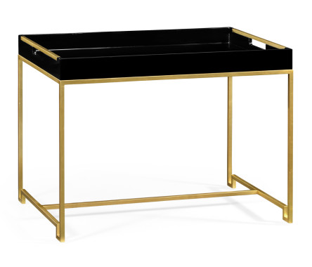 Gilded Iron Tray Table in Smoky Black Top