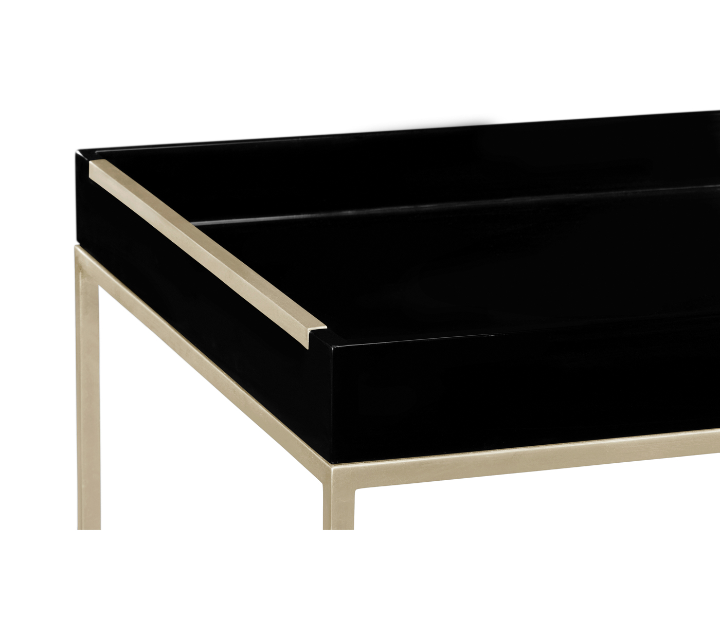 Silver Iron Tray Table in Smoky Black Top
