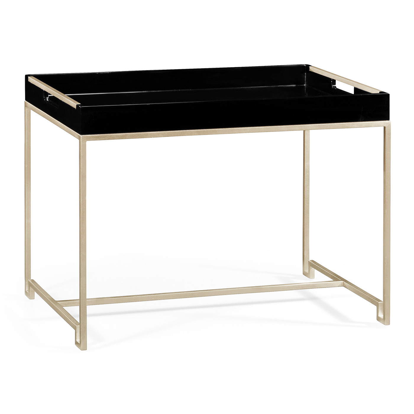 Silver Iron Tray Table in Smoky Black Top