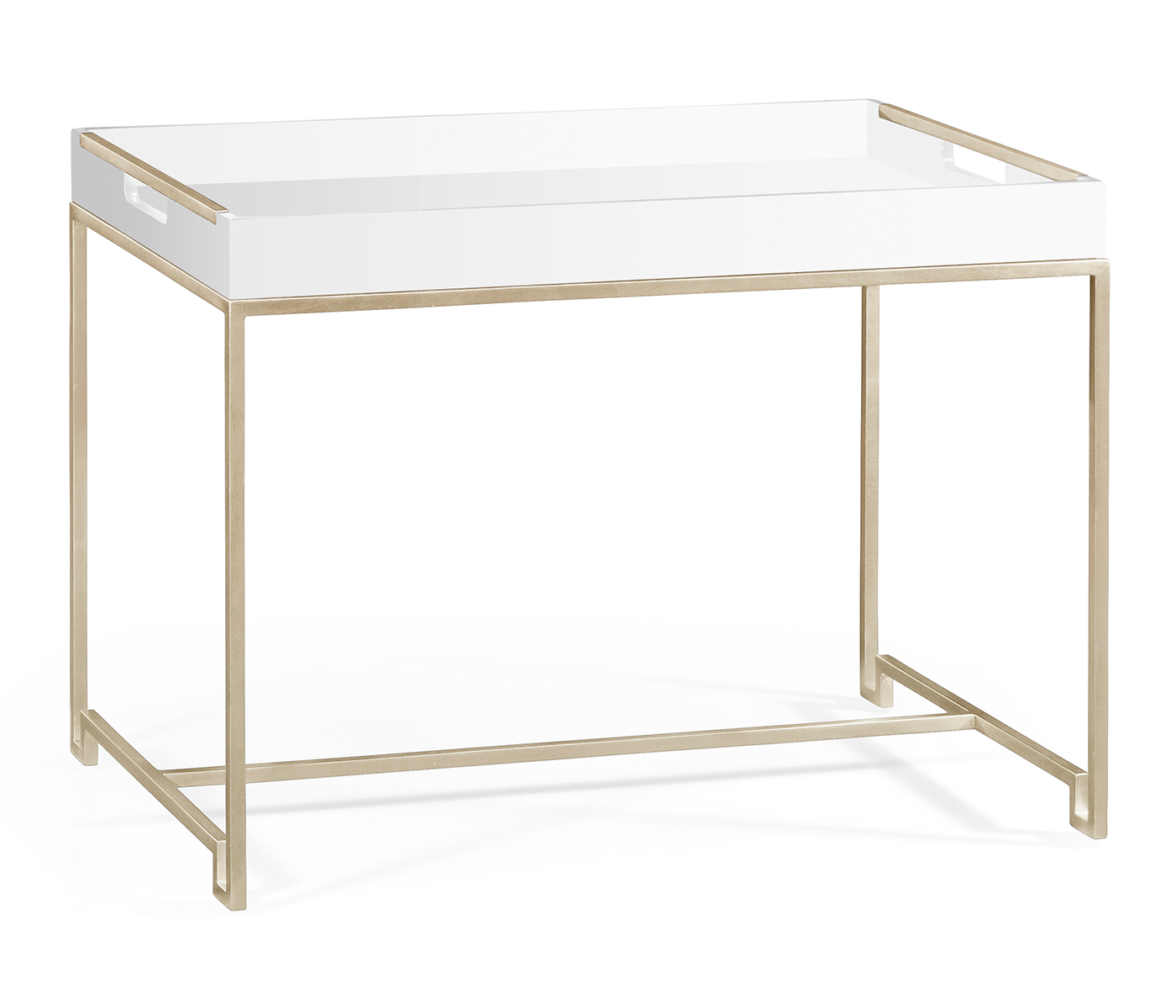 Silver Iron Tray Table in Biancaneve Top