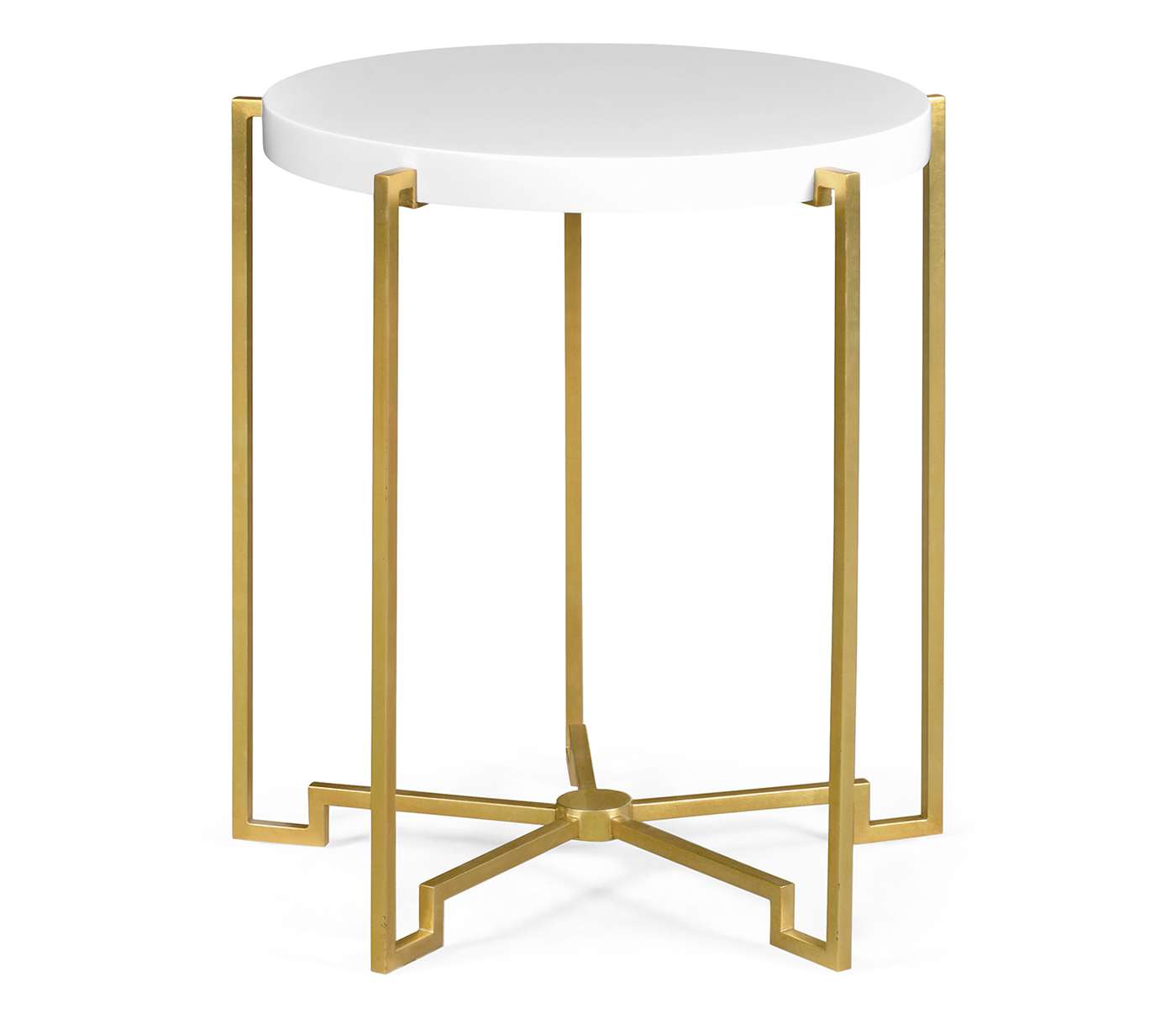 Gilded Iron Round Lamp Table with Biancaneve Top