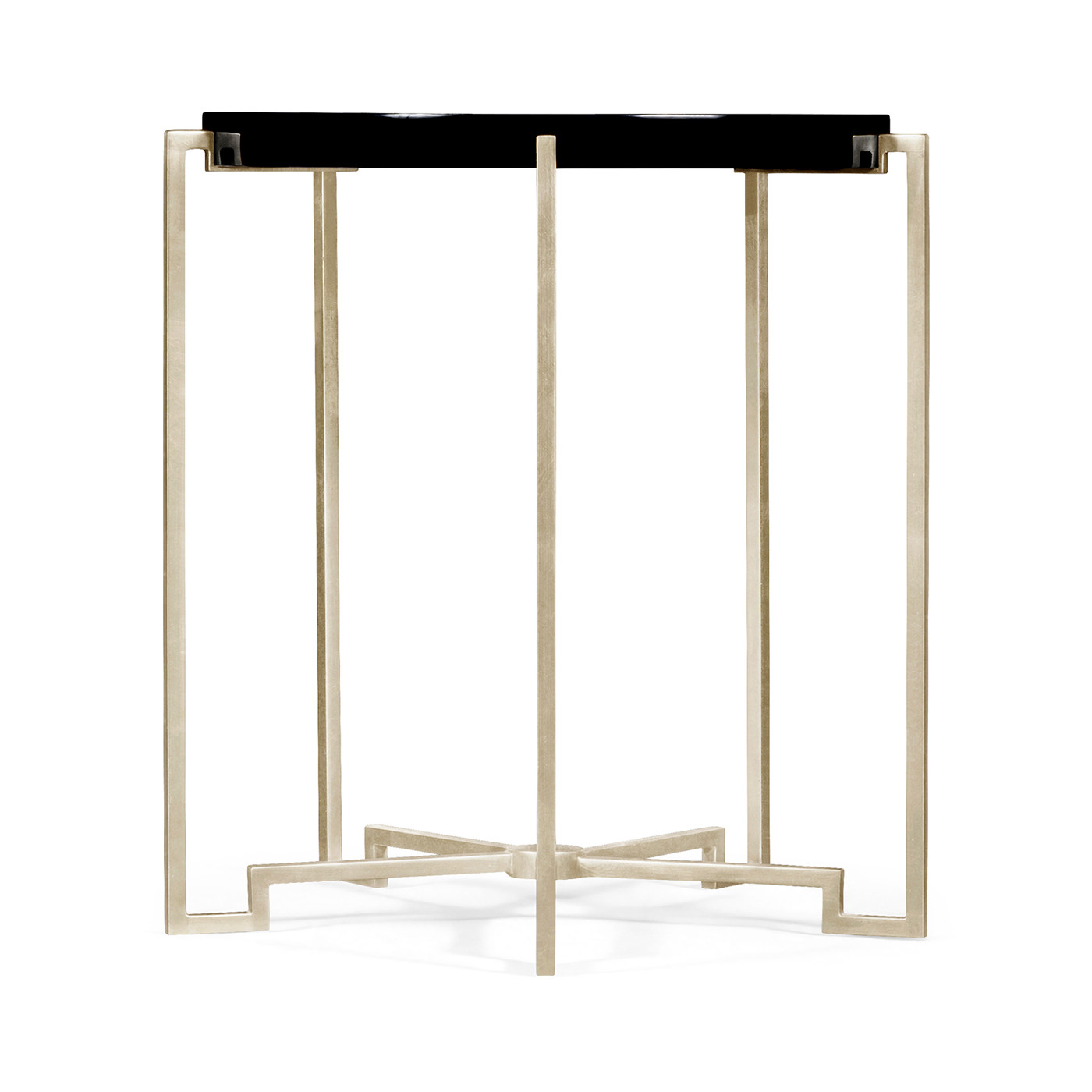 Silver Iron Round Lamp Table with Smoky Black Top