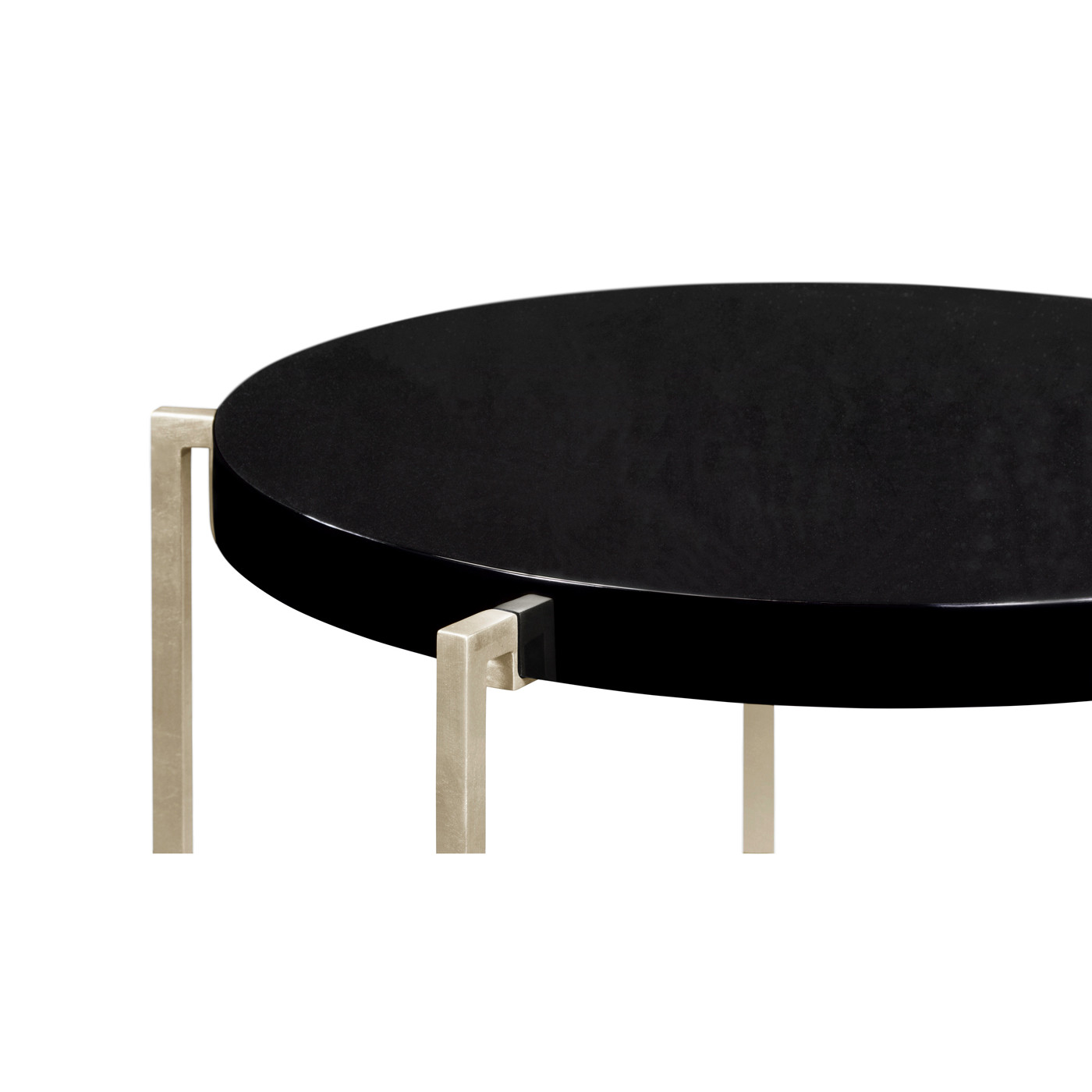 Silver Iron Round Lamp Table with Smoky Black Top