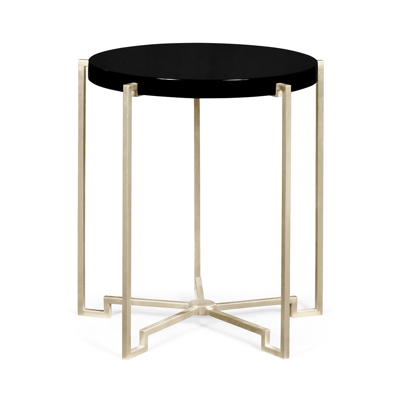 Silver Iron Round Lamp Table with Smoky Black Top