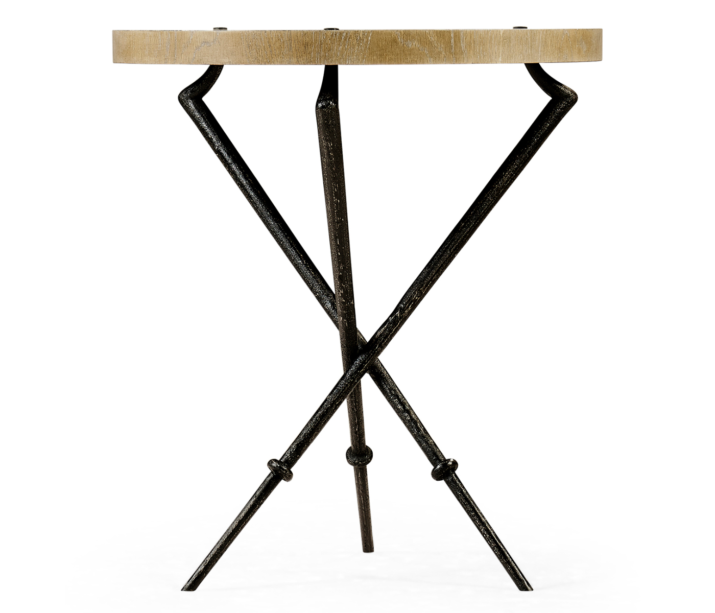 Round Lamp Table with Iron Base