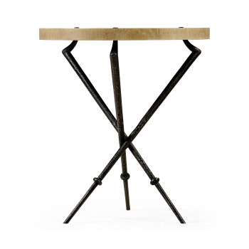 Round Lamp Table with Iron Base