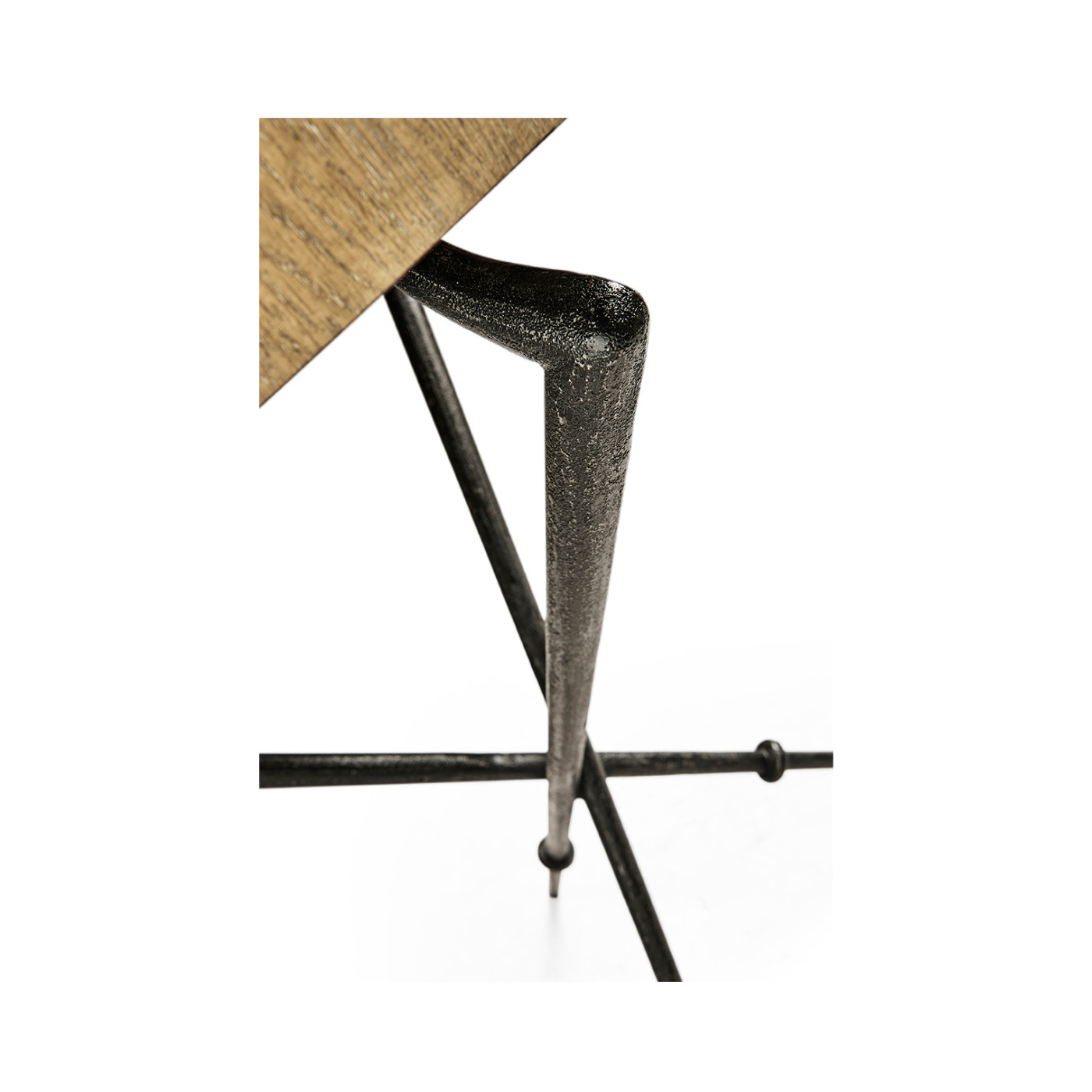 Round Lamp Table with Iron Base