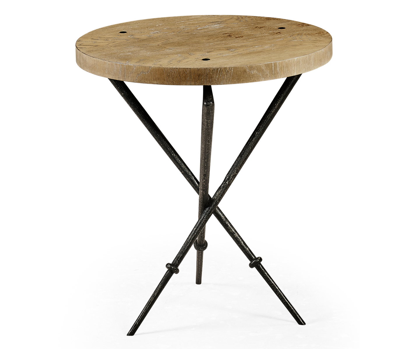 Round Lamp Table with Iron Base