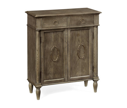 Dark Grey Chestnut Narrow Cabinet with Cupboard