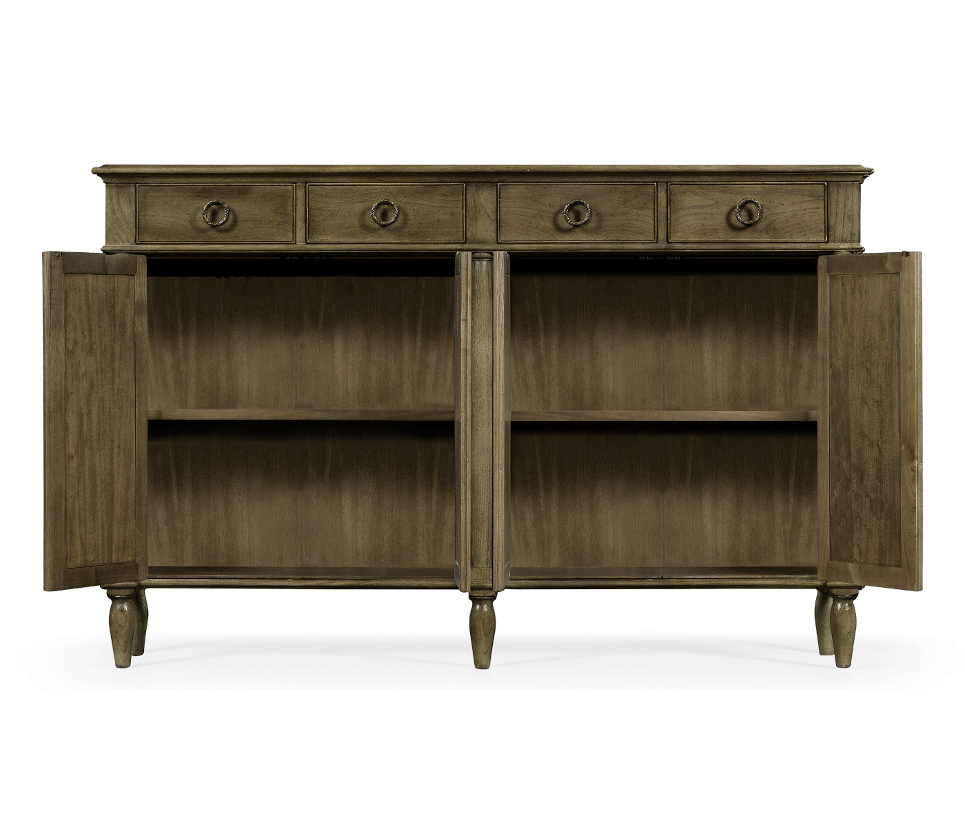 Dark Grey Chestnut Double Narrow Cabinet with Twin Cupboards