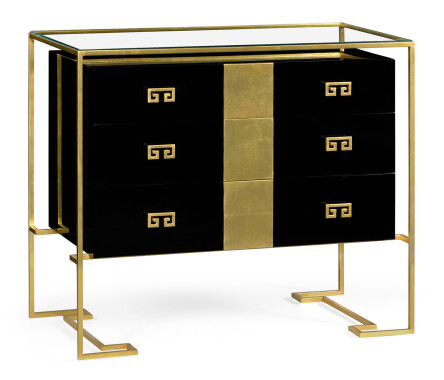 Gilded Iron Chest of Drawers in Smoky Black