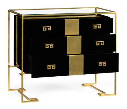 Gilded Iron Chest of Drawers in Smoky Black