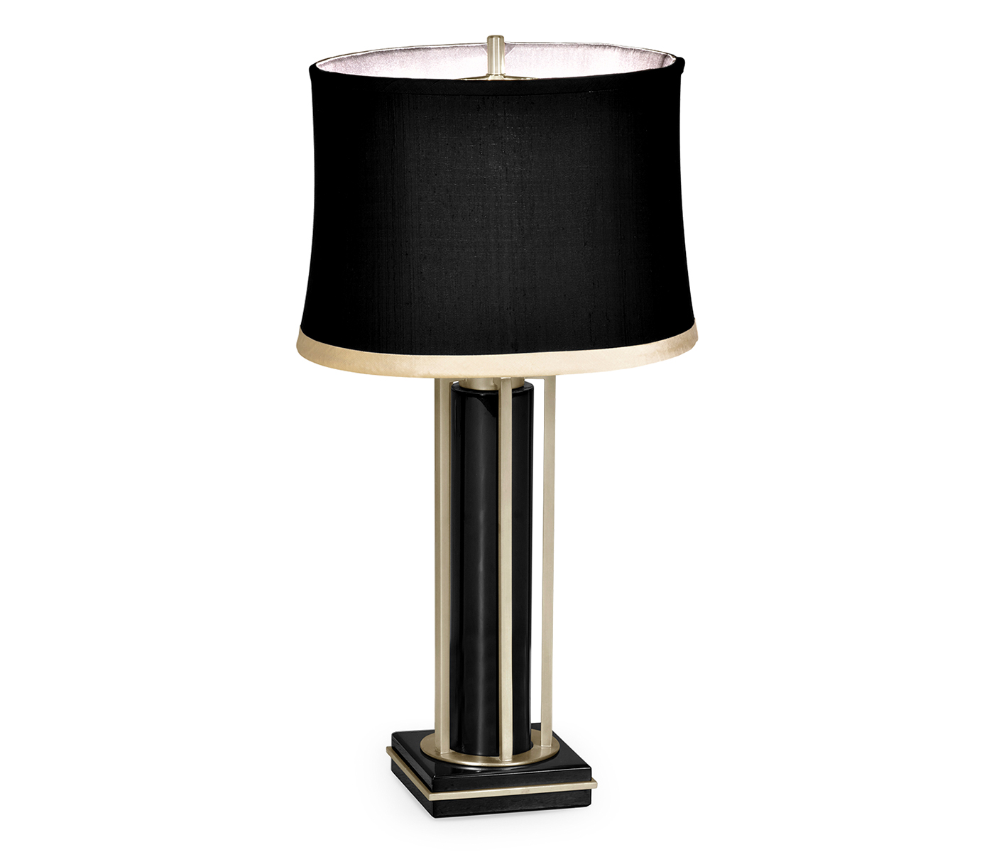 Silver Iron Table Lamp in Smoky Black