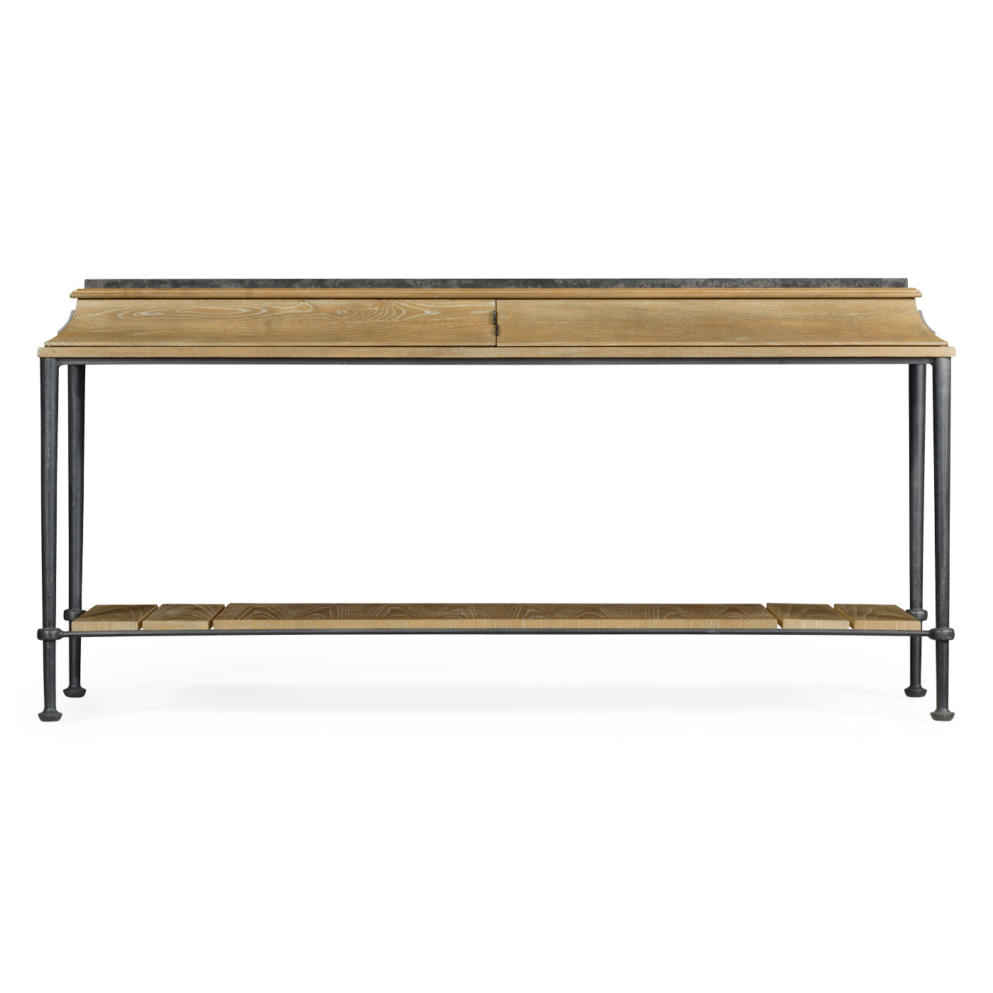 Rectangular Console Table with Iron Base and Slate Top