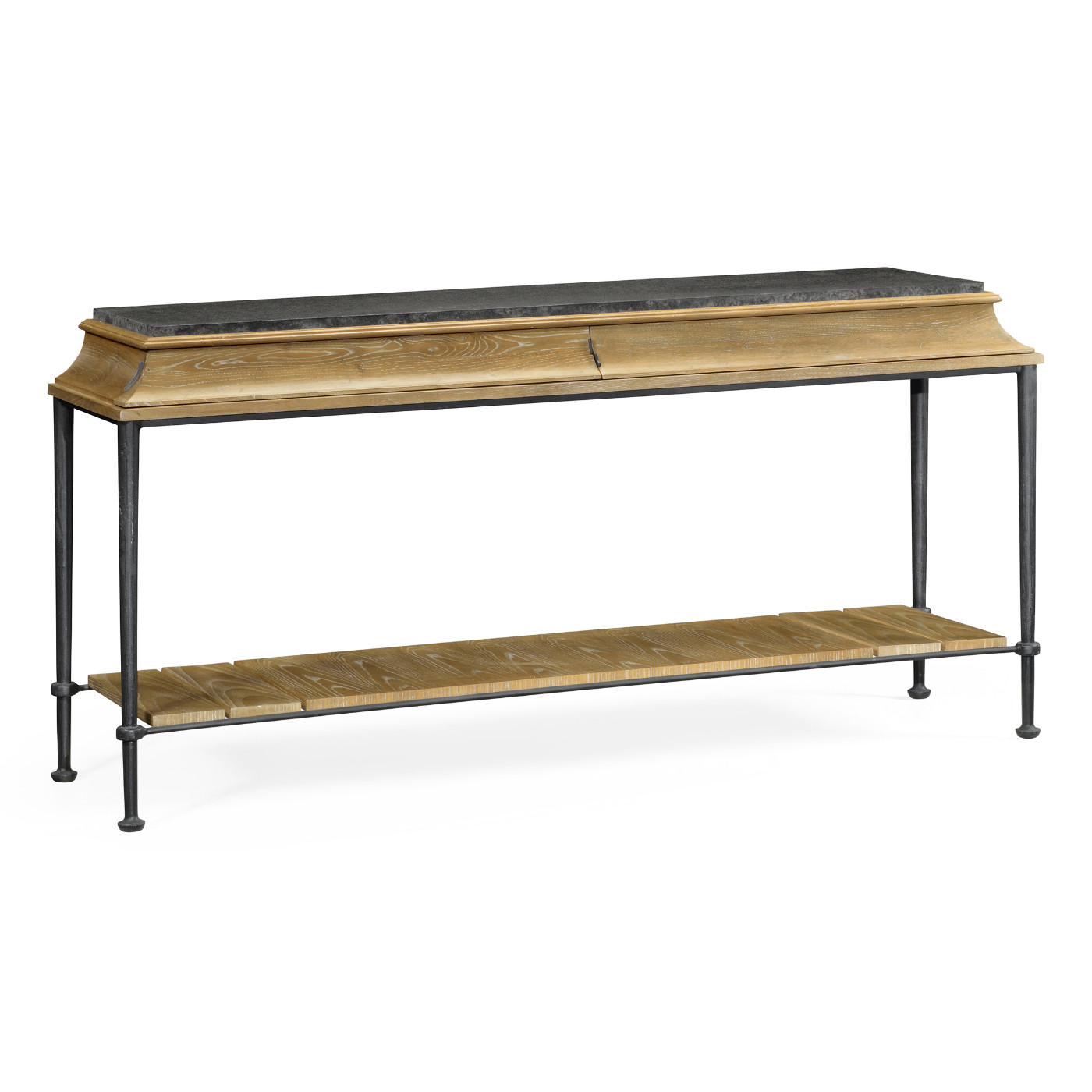 Rectangular Console Table with Iron Base and Slate Top
