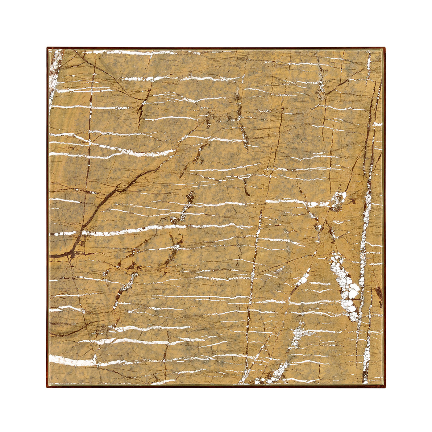 Mahogany square side table with Bidasar Gold marble top