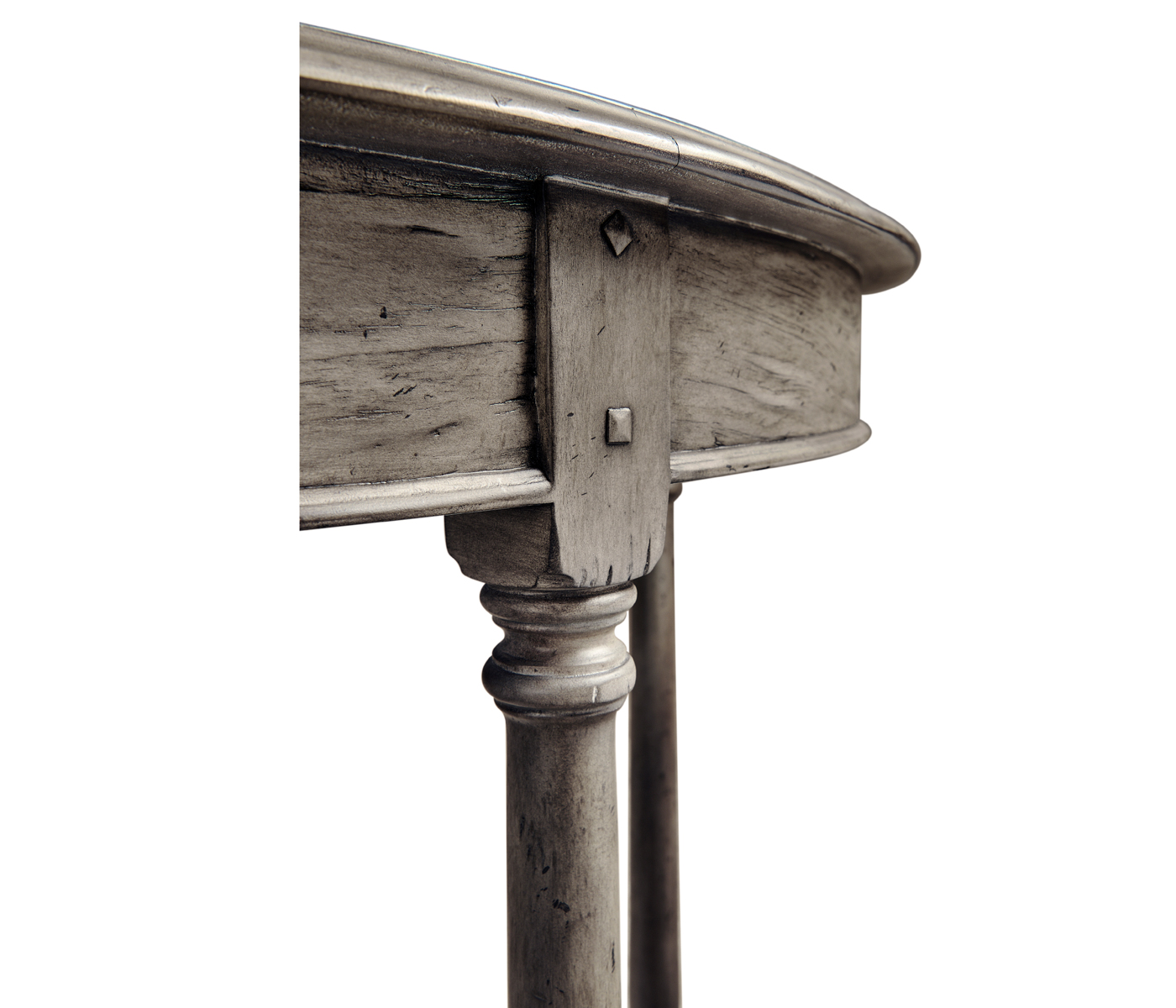 Antique Dark Grey Demilune Console Table